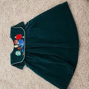 Vintage couderoy embroidered bear dress